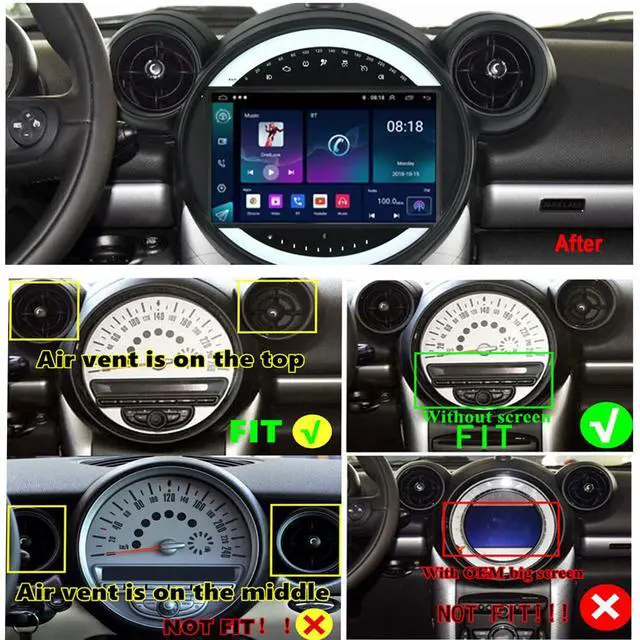 Alt view image 2 of 4 - Car Stereo Radio for BMW Mini Cooper 2011-2016,9 Touch Screen Car Radio Receiver with/Wired with Carplay Android Auto GPS Navigation Head Unit Bluetooth WiFi Rear Camera - 2G+32G
