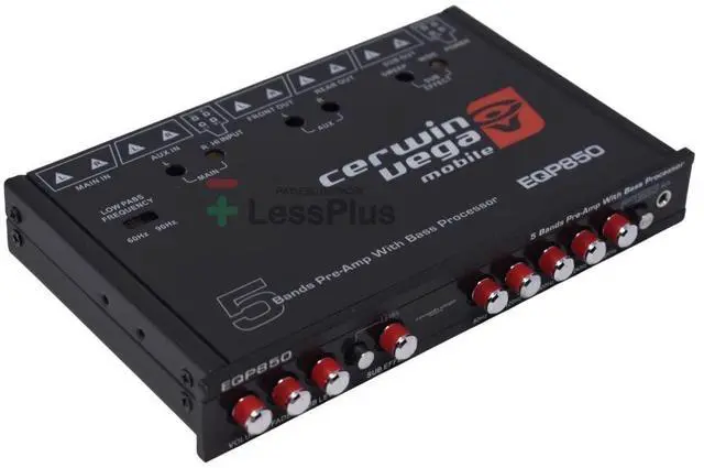 Main image of Cerwin Vega 5-Band Pre-Amp Equalizer with Built-in Bass Processor - Ultimate Car Audio System Accessory, High-Level Input, Subwoofer Level Control, Selectable Low Pass Filter, Auxiliary Input EQP850