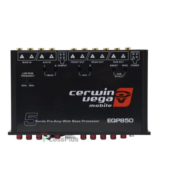 Alt view image 2 of 4 - Cerwin Vega 5-Band Pre-Amp Equalizer with Built-in Bass Processor - Ultimate Car Audio System Accessory, High-Level Input, Subwoofer Level Control, Selectable Low Pass Filter, Auxiliary Input EQP850
