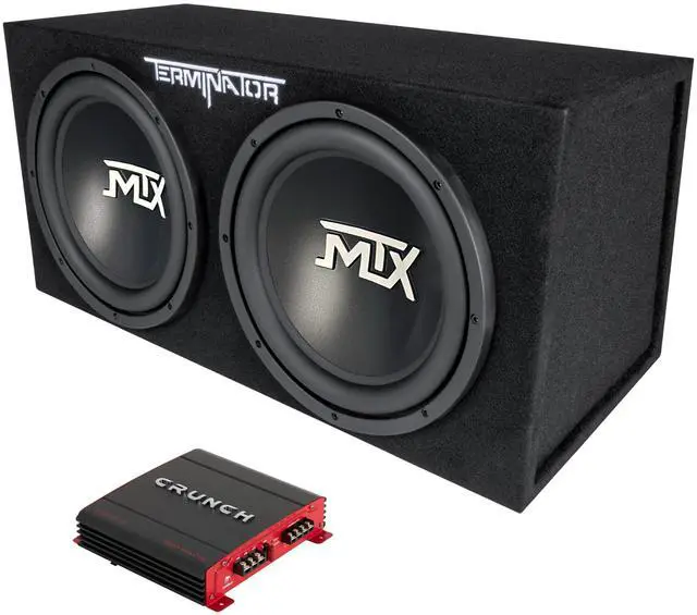 Main image of 2 Channel 1000 Watt Amp Car Audio Stereo Amplifier and MTX 12 Inch 1200 Watt Car Audio Dual Loaded Subwoofer Box Enclosure (2 Pack)