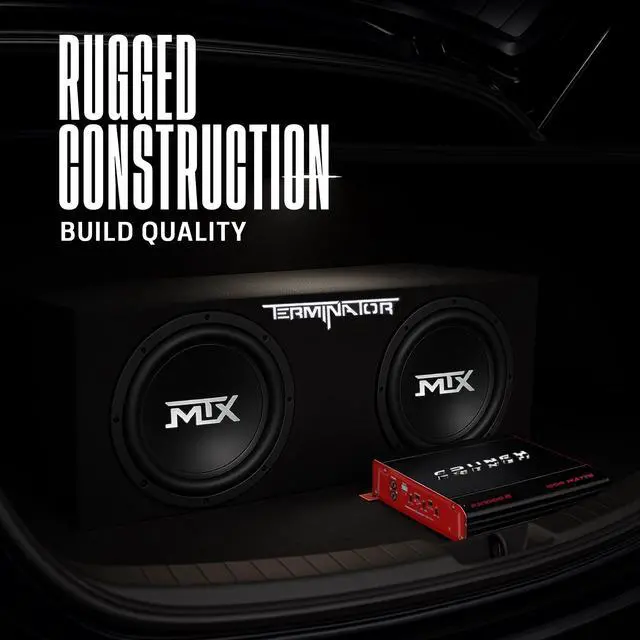 Alt view image 2 of 4 - 2 Channel 1000 Watt Amp Car Audio Stereo Amplifier and MTX 12 Inch 1200 Watt Car Audio Dual Loaded Subwoofer Box Enclosure (2 Pack)