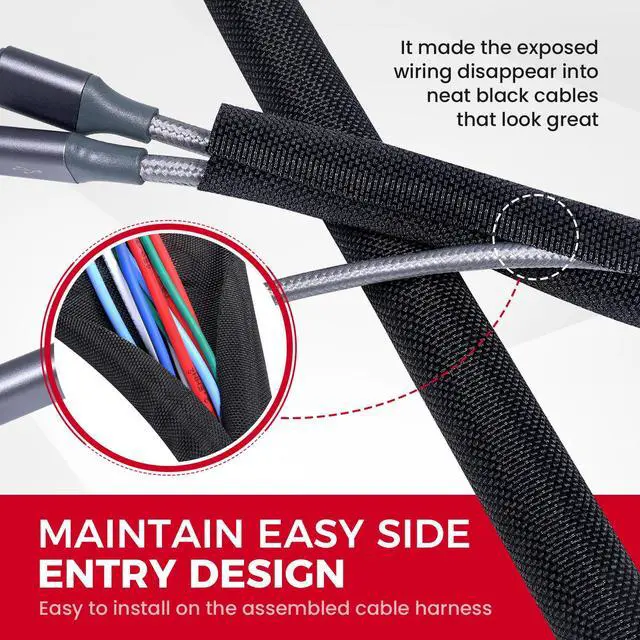 Alt view image 2 of 4 - Automotive Wire Sheathing Split Wire Loom Braided Mesh Woven Cable Sleeve for Wires/Cable Cord Protector (3/4" - 28 Feet)