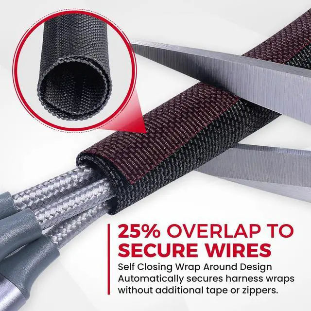 Alt view image 4 of 4 - Automotive Wire Sheathing Split Wire Loom Braided Mesh Woven Cable Sleeve for Wires/Cable Cord Protector (3/4" - 28 Feet)