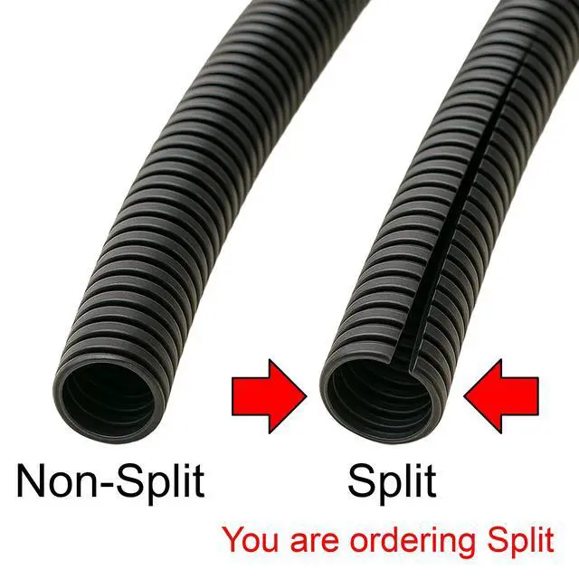 Alt view image 2 of 4 - Split Wire Loom Tubing Polyethylene Corrugated Flexible Conduit - 1.5" Nominal Size - 50 Feet - White