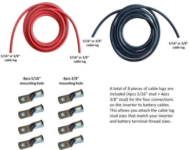 Alt view image 3 of 4 - 6 Gauge AWG (20 Feet Black + 20 Feet Red) Power Inverter Battery Cable Wire Kit for DC to AC Inverters RV, Car, Solar, Marine, Off-Grid