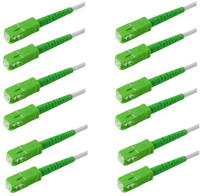 Main image of 6-Pack 15 Meter SC/A to SC/A Armored Fiber Patch Cable, Premium SC/A Connector ( 0.15dB), Corning Singlemode G657A2 Fiber, 3.0mm White Simplex LSZH UV-Proof Indoor/Outdoor Cable Jacket