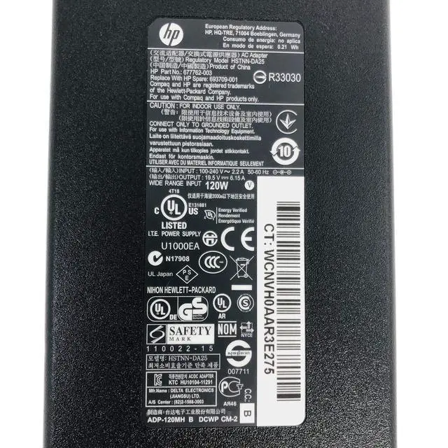 Alt view image 2 of 5 - Genuine 120W AC Adapter Power Charger HSTNN-LA25 677762-001 693709-001