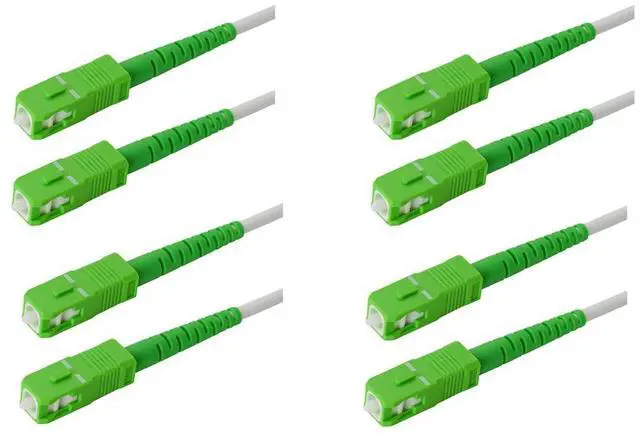 Main image of 4-Pack 8 Meter SC/A to SC/A Armored Fiber Patch Cable, Premium SC/A Connector ( 0.15dB), Corning Singlemode G657A2 Fiber, 3.0mm White Simplex LSZH UV-Proof Indoor/Outdoor Cable Jacket