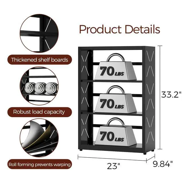 Alt view image 3 of 6 - Book Shelf, 3 Tier Metal Bookshelf with Adjustable Shelves, Open Shelf Bookcase for Home Office & Living Room, CD Storage Racks, Black 23" Wide