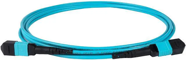 Alt view image 2 of 6 - 2-Pack 12 Feet 12 Fiber Low Loss Non-Pinned MPO to MPO Fiber Trunk Cable, Type-B, OM3 Corning ClearCurve Fiber, Fire Retardant Plenum Cable Jacket | MTP Compatible