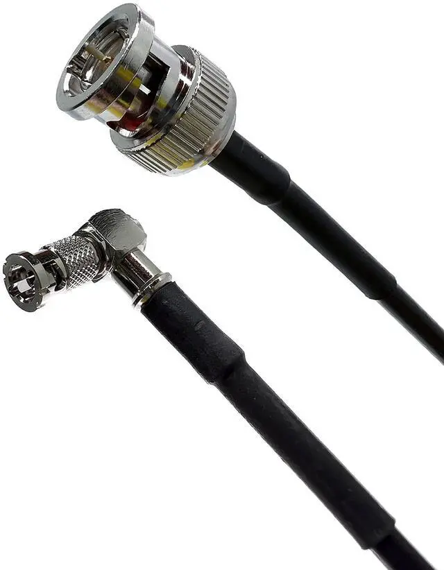 Main image of 10 Foot Belden 4855R 12G Rated Standard BNC Male to High Density Micro Right Angle BNC Male 3G/6G/12G HD-SDI Mini RG59 Video Adapter Cable
