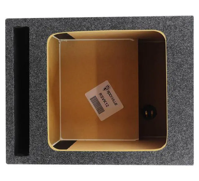Alt view image 4 of 6 - RSVK12 Single 12" MDF Vented Subwoofer Enclosure Box, Fits Kicker Solo-Baric L7/L5/L3, Hifonics & Other Square Woofers, 3/4" USA MDF, Gold Terminals, Precision Build for Car Audio