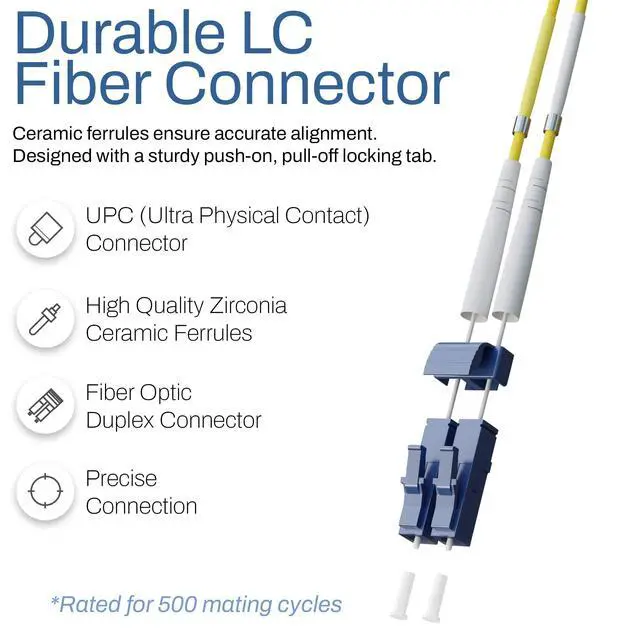 Alt view image 3 of 6 - 1 Meter - 12 Pack OS2 Singlemode Duplex Fiber Patch Cable, LC-LC Connector, A(Tx) to B(Rx), 100Gig OFNR Rated, Ideal for Long-Distance Network, FTTH, Data Center, Telecom