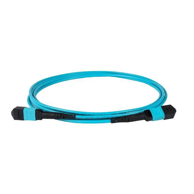 Alt view image 2 of 6 - 2-Pack 2 Meter 12 Fiber Low Loss Non-Pinned MPO to MPO Fiber Trunk Cable, Type-B, OM3 Corning ClearCurve Fiber, Fire Retardant Plenum Cable Jacket | MTP Compatible