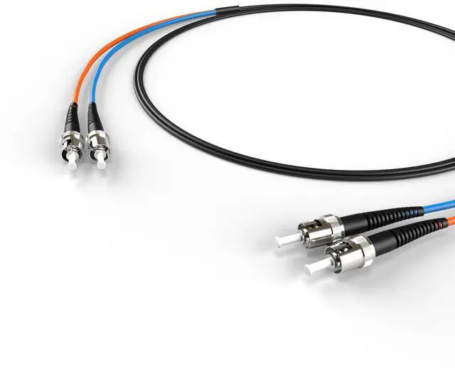Alt view image 2 of 4 - 12M OM1 ST ST Fiber Optic Cable | Indoor/Outdoor Duplex 62.5/125 ST to ST Multimode Jumper 12 Meter (39.37ft) | Made in USA | ofnr st-st mmf in/Outdoor | Length: 0.5M-300M