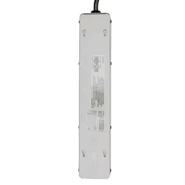 Alt view image 4 of 6 - 6 Right Angle Outlet Surge Protector Power Strip, 6ft Cord, Metal, $75,000 Insurance & (TLM626),White