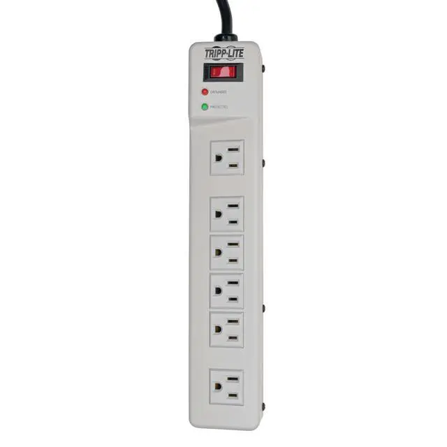 Alt view image 5 of 6 - 6 Right Angle Outlet Surge Protector Power Strip, 6ft Cord, Metal, $75,000 Insurance & (TLM626),White