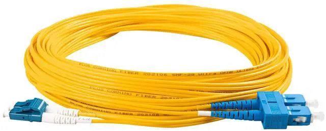 Alt view image 3 of 6 - 12-Pack 3.5 Meter LC/U to SC/U Fiber Patch Cable, Corning SMF-28 Singlemode 9/125um Ultra Optical Fiber, OS1/OS2 Compatible, Duplex Yellow Riser OFNR Cable Jacket