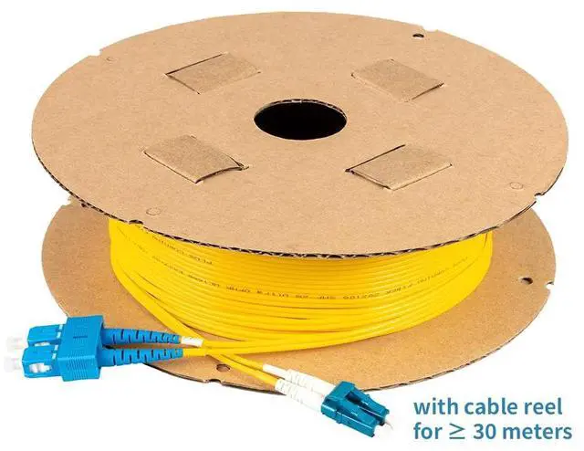 Alt view image 4 of 6 - 12-Pack 3.5 Meter LC/U to SC/U Fiber Patch Cable, Corning SMF-28 Singlemode 9/125um Ultra Optical Fiber, OS1/OS2 Compatible, Duplex Yellow Riser OFNR Cable Jacket