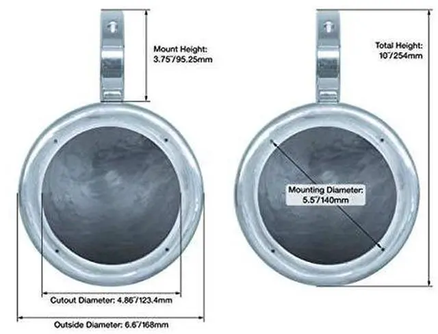 Alt view image 6 of 6 - Pair MAC525S 5.25" Marine Wakeboard Speaker Pods, Silver Polished Aluminum, Waterproof, Universal Fit, High-Efficiency Airspace, for Boats and Water Sports