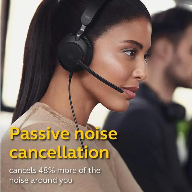 Alt view image 2 of 6 - Evolve2 40 MS Wired Headphones, USB-C, Stereo, Black Telework Headset for Calls and Music, Enhanced All-Day Comfort, Passive Noise Cancelling Headphones, MS-Optimized with USB-C Connection