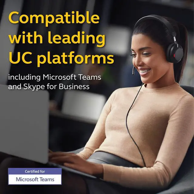 Alt view image 6 of 6 - Evolve2 40 MS Wired Headphones, USB-C, Stereo, Black Telework Headset for Calls and Music, Enhanced All-Day Comfort, Passive Noise Cancelling Headphones, MS-Optimized with USB-C Connection
