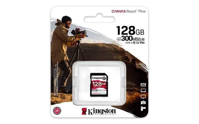 Alt view image 3 of 6 - Canvas React Plus 128GB SD Card | SDXC UHS-II | 300R/260W U3 V90 | Full HD/4K/8K | SDR2/128GB