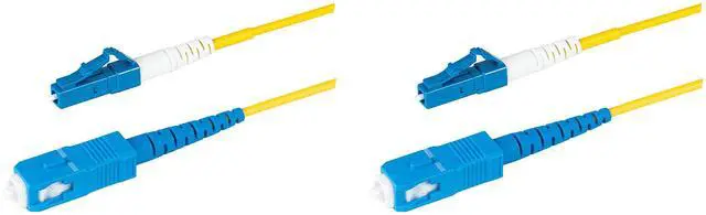 Main image of 2-Pack 1 Foot SC/UPC to LC/UPC Slim Simplex Riser OFNR Fiber Patch Cable, Corning SMF-28 Singlemode 9/125um Ultra Fiber, OS1/OS2 Compatible