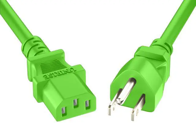 Alt view image 4 of 4 - 20 Pack 3ft (1m) Power Cord NEMA 5-15P to IEC C13 10Amp 18AWG 125V SVT Jacket 515P-C13 PDU PC Cable Monitor UL Listed, Green, 3 Foot