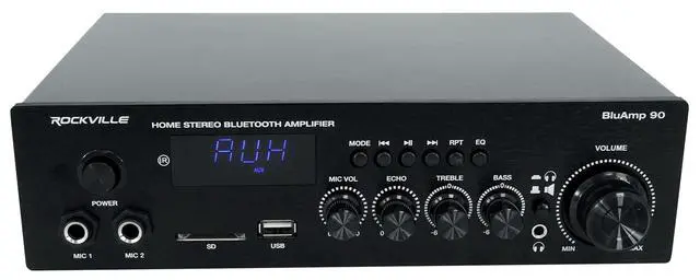 Alt view image 2 of 4 - BLUAMP 90 60W RMS Home Stereo Bluetooth Receiver Amplifier, HDMI ARC, Phono Input, USB/SD Playback, Mic Echo Control, for Home Audio and Karaoke