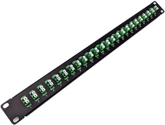 Main image of 24 Port LC Fiber Patch Panel APC Singlemode (Green Couplers) (Loaded 1u) 19"