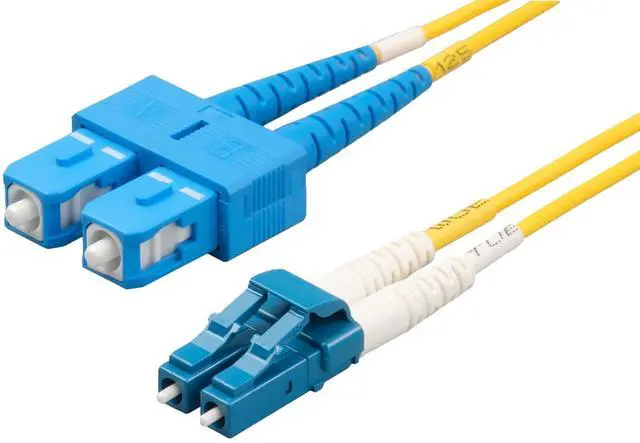 Main image of 1-Pack 65 Meter LC/U to SC/U Fiber Patch Cable, Corning SMF-28 Singlemode 9/125um Ultra Optical Fiber, OS1/OS2 Compatible, Duplex Yellow Riser OFNR Cable Jacket