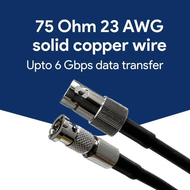 Alt view image 4 of 6 - 25 Foot Standard BNC Female to HD Micro BNC 6G HD-SDI Mini RG59 75Ohm Adapter Cable Black