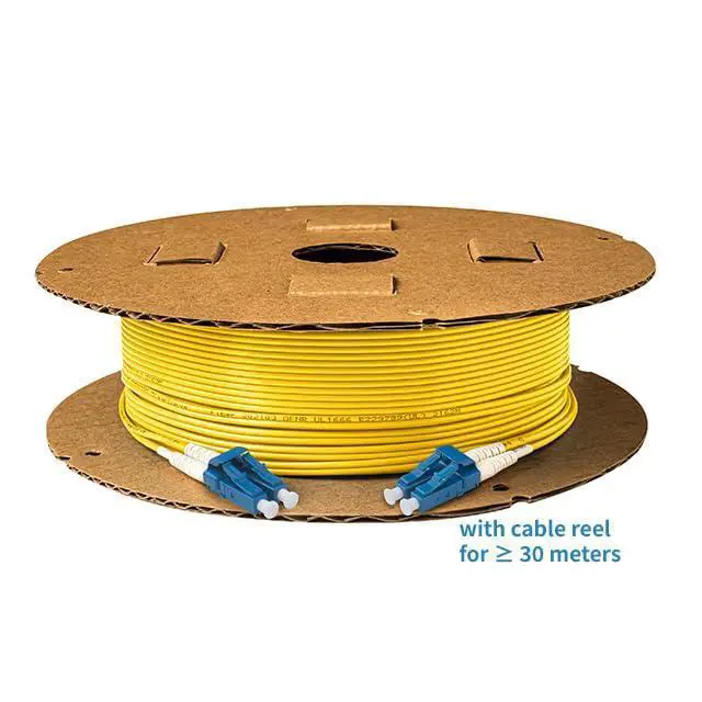 Alt view image 4 of 6 - 1-Pack 30 Meter LC to LC Fiber Patch Cable, Corning SMF-28 Singlemode 9/125um Ultra Optical Fiber, OS1/OS2 Compatible, Duplex, Yellow LSZH Cable Jacket