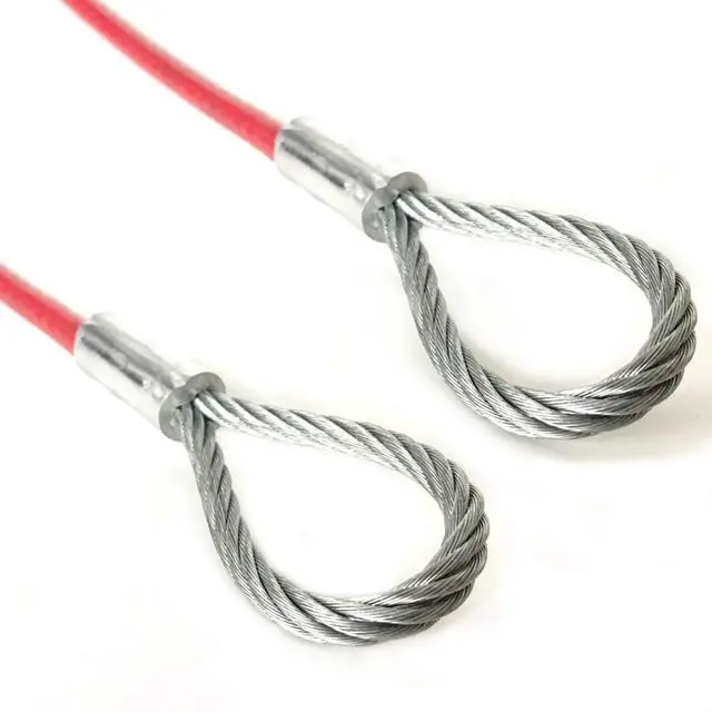 Alt view image 2 of 2 - AT, Red Vinyl Coated 4.76mm (3/16 inch) Braided Steel Security Cable Double Looped Ended (83 inches, Red)