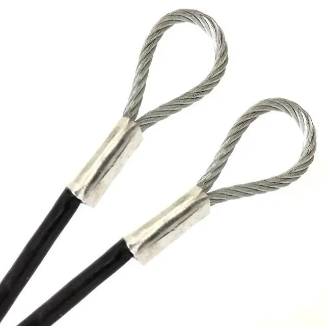 Main image of AT, Black Vinyl Coated 4.76mm (3/16 inch) Braided Steel Security Cable Double Looped Ended (74 inches, Black)