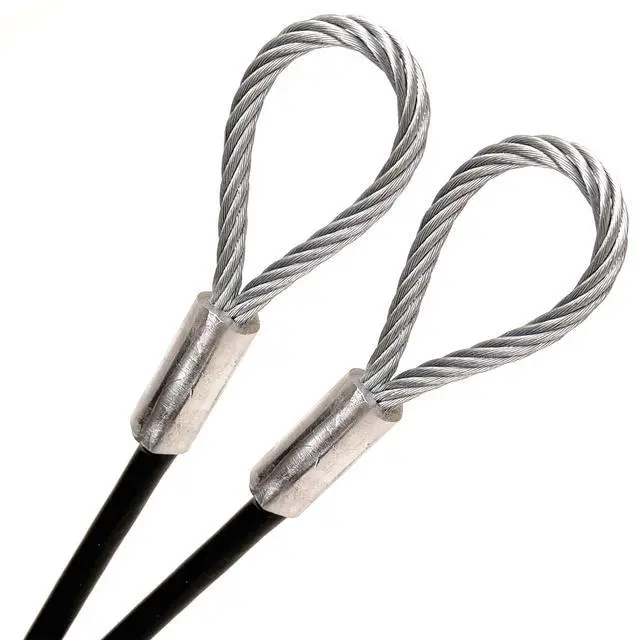 Alt view image 2 of 2 - AT, Black Vinyl Coated 4.76mm (3/16 inch) Braided Steel Security Cable Double Looped Ended (101 inches, Black)