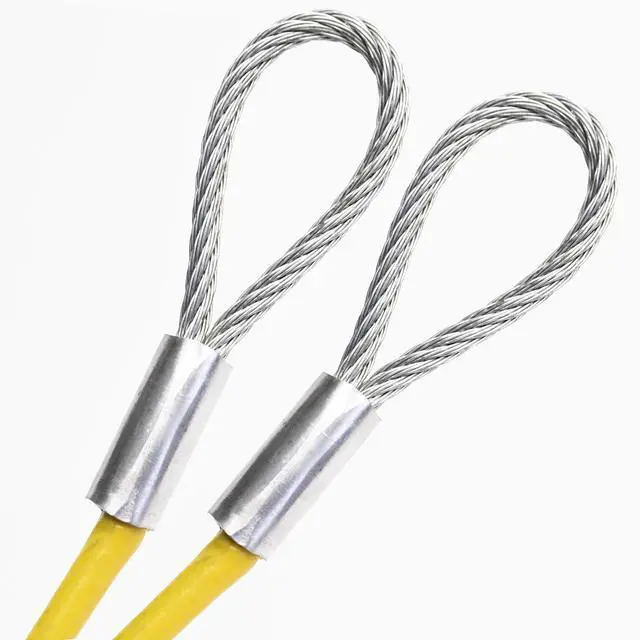 Main image of PSI, Yellow Vinyl Coated 4.76mm (3/16 inch) Braided Steel Security Cable Double Looped Ended (86 inches, Yellow)
