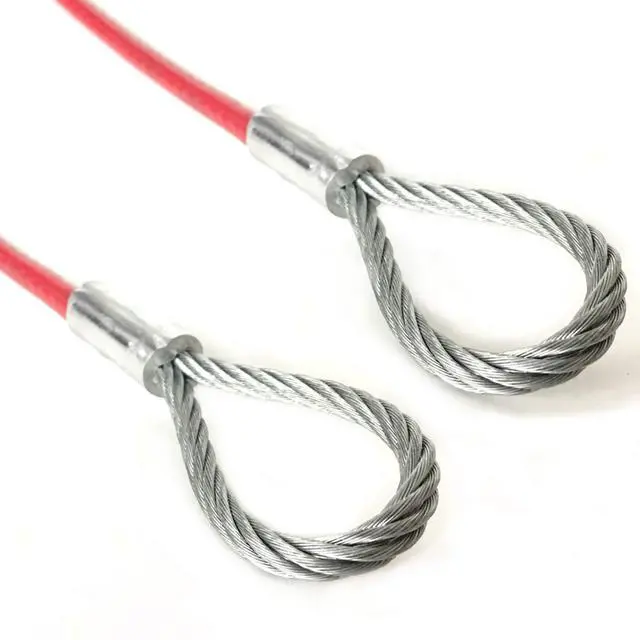 Main image of AT, Red Vinyl Coated 4.76mm (3/16 inch) Braided Steel Security Cable Double Looped Ended (100 inches, Red)