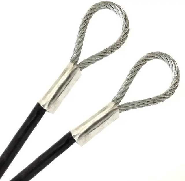 Main image of AT, Black Vinyl Coated 4.76mm (3/16 inch) Braided Steel Security Cable Double Looped Ended (88 inches, Black)