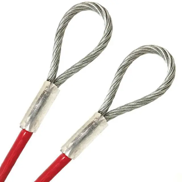 Main image of AT, Red Vinyl Coated 4.76mm (3/16 inch) Braided Steel Security Cable Double Looped Ended (101 inches, Red)