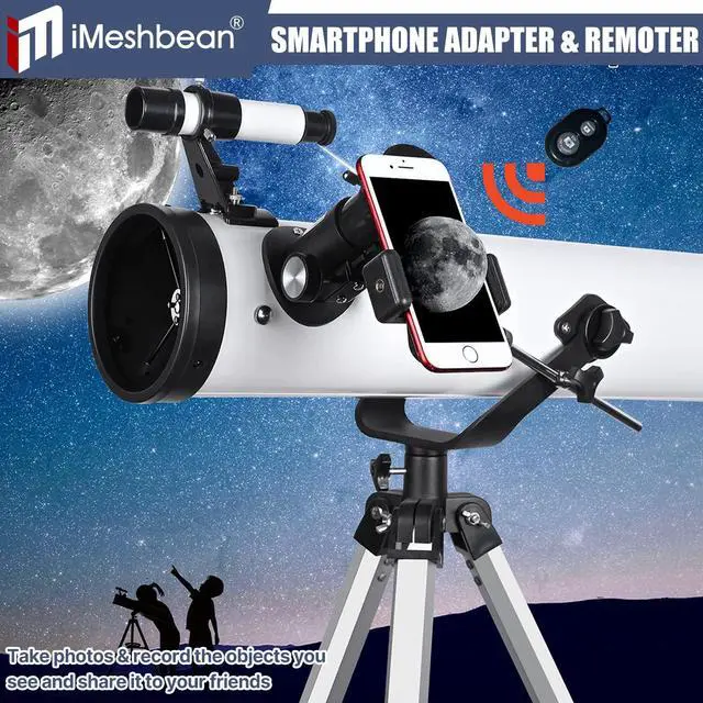 Alt view image 6 of 6 - Astronomical Reflector Telescopes,76mm Aperture 700mm Focal Length Telescope(35X-525X) for Beginners,Portable Travel Telescope with Remote Control, Eyepieces,Barlow Lens,Moon Filter,Phone Adapter