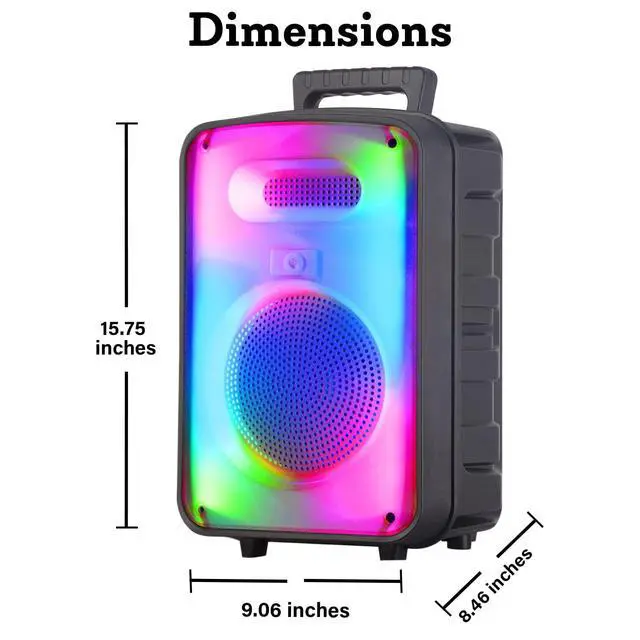 Alt view image 2 of 6 - 600 Watts Rechargeable 8 Inch Two Way Bluetooth Loudspeaker with LED Glow Wall, FM Radio, USB, TWS Stereo Sound, Carry Handles, Wireless Mic, and Remote Included