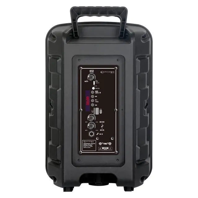 Alt view image 5 of 6 - 600 Watts Rechargeable 8 Inch Two Way Bluetooth Loudspeaker with LED Glow Wall, FM Radio, USB, TWS Stereo Sound, Carry Handles, Wireless Mic, and Remote Included