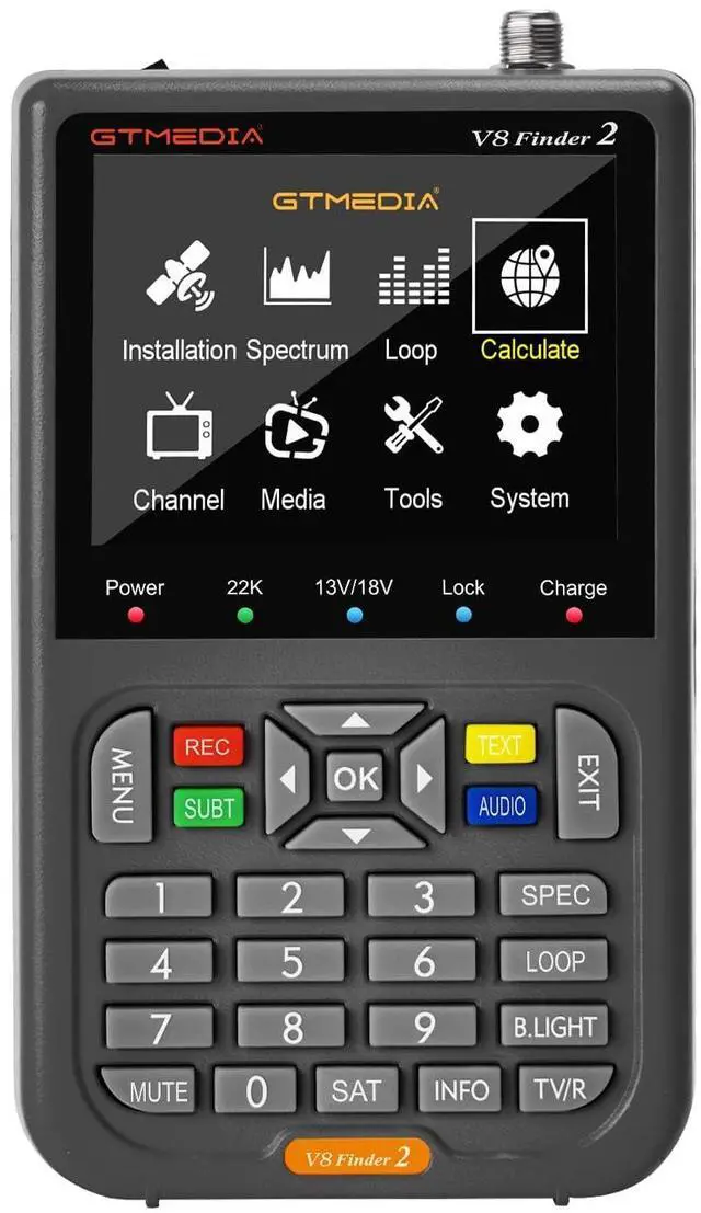 Main image of GT Media V8 FINDER2 Digital Satellite Finder and Signal Meter DVB-S/S2 H.264 HD 1080P with 7.4 V/4000 mAh 3.5-inch LCD Display, Ideal for Satellite Antenna Alignment