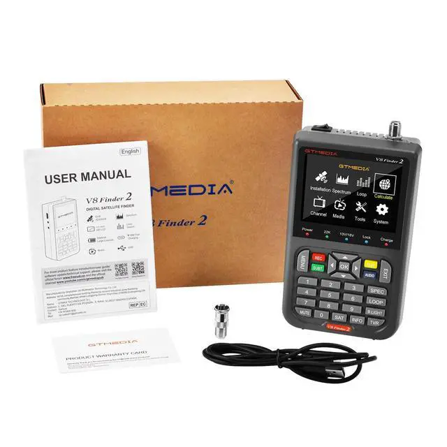 Alt view image 6 of 6 - GT Media V8 FINDER2 Digital Satellite Finder and Signal Meter DVB-S/S2 H.264 HD 1080P with 7.4 V/4000 mAh 3.5-inch LCD Display, Ideal for Satellite Antenna Alignment