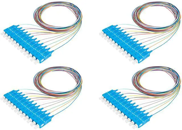 Main image of 12 Fiber 900um Fiber Optic Pigtail, Corning SMF-28 Singlemode 9/125um Ultra Optical Fiber, OS1/OS2 Compatible (3 Meter / 9.84 Feet,SC/U 4 Pack)
