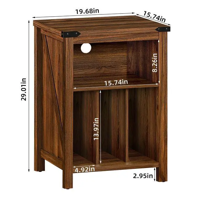 Alt view image 2 of 5 - Record Player Stand with Vinyl Record Storage Holds up to 160 Albums,Large Wood Record Player Table,Brown Turntable Stand Cabinet Dispaly Shelf for Living Room,Bedroom,Office