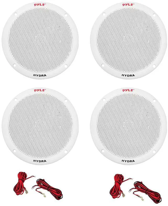 Main image of 4 X New PLMR605W 400W 6.5" Dual Cone 2-Way Full Range White Marine Boat Yacht Speakers System - Mesh speaker Grills - 2 Pairs