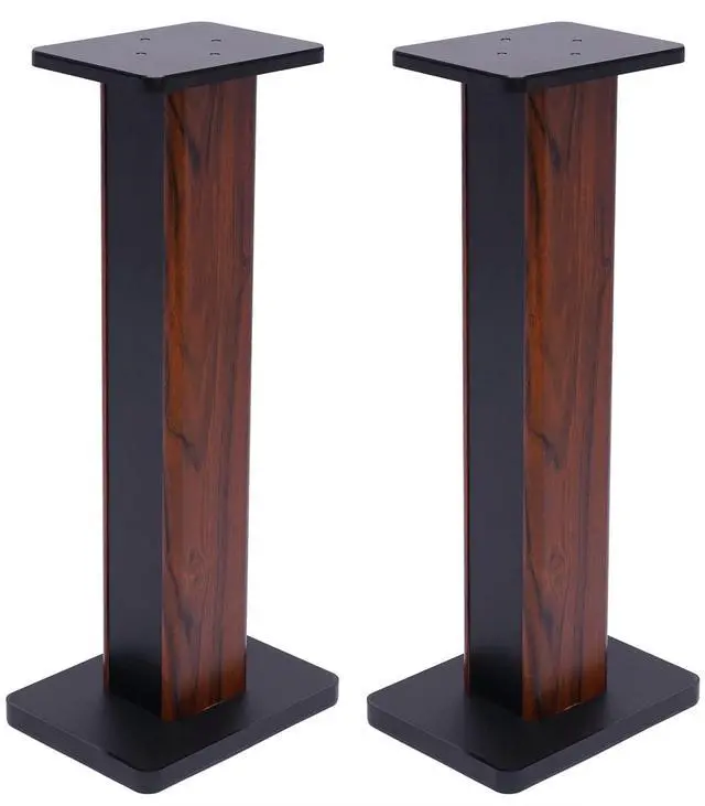 Main image of 28 Inch Speaker Stands Pair, Wood Grain Floor Speaker Stands, Universal Bookshelf Speakers for Home Theater (Yellow Sandalwood)